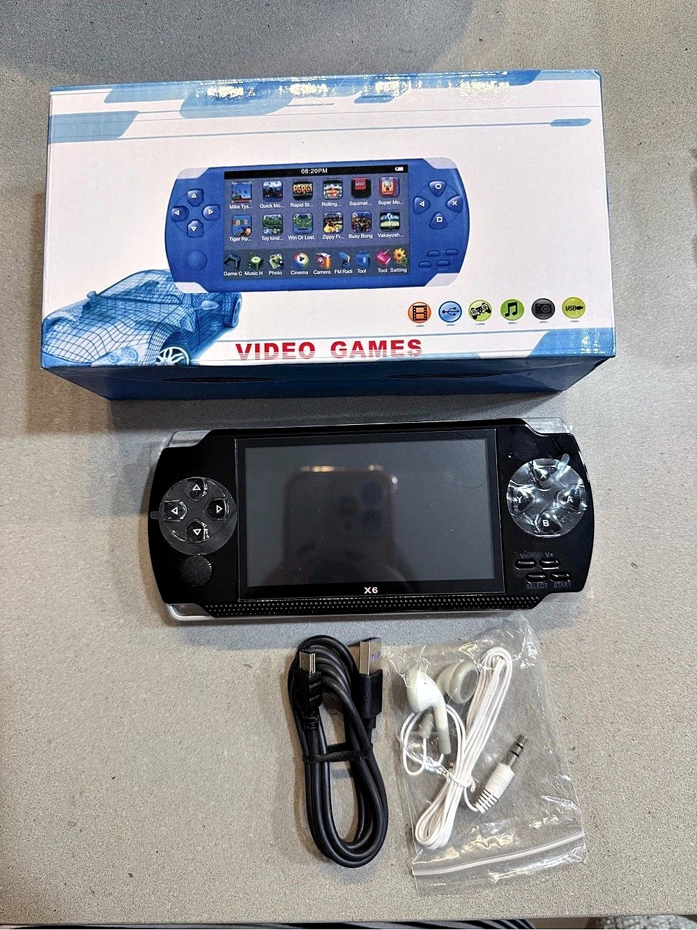 X6 Portable Handheld Video Game Console Black